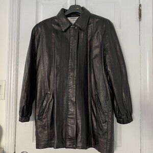 Dero By Rocco D’Amelio Black Leather Long Sleeve Jacket Vintage 80's Coat size M